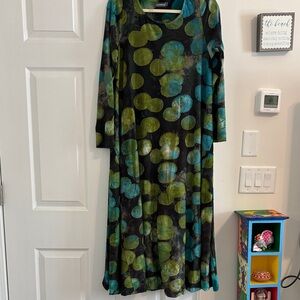 Stylish Green and Blue Polka Dot Dress